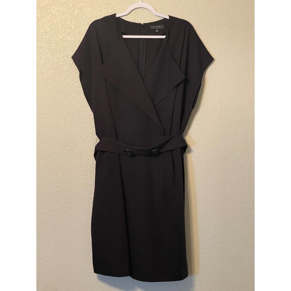 Eloquii Women's Dress Black Plus Large Buttons on Belt‎ 22